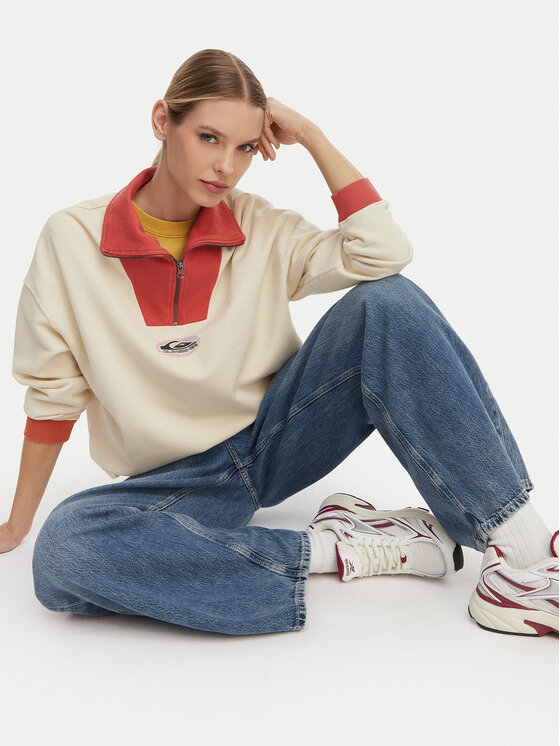 Quiksilver Quiksilver Fleecová mikina Sungai Block EQWFT03192 Krémová Oversize