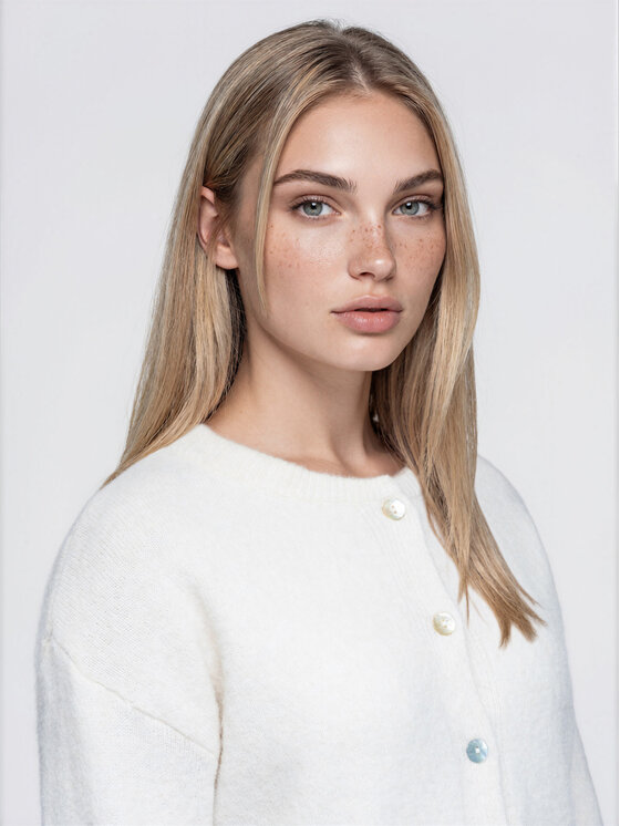 Ombre Ombre Sweter OW-SW-E0064 Beżowy jasny Relaxed Fit