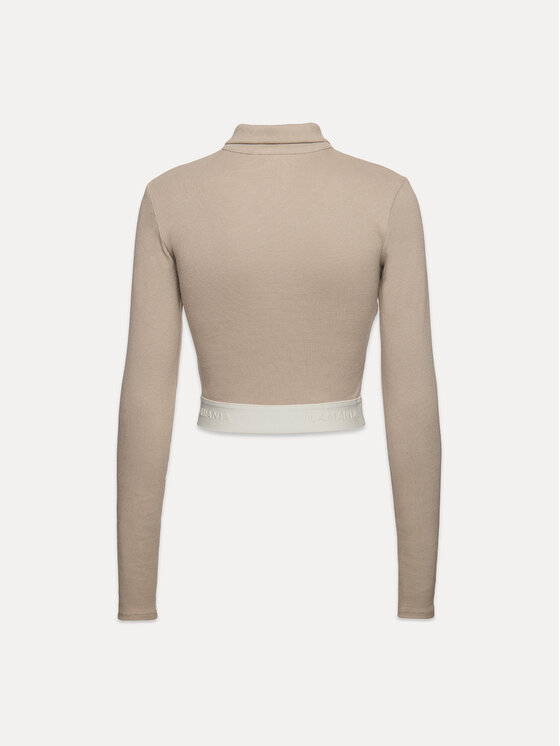La Mania La Mania Bluzka OTTILE LONGSLEEVE Beżowy Basic Fit