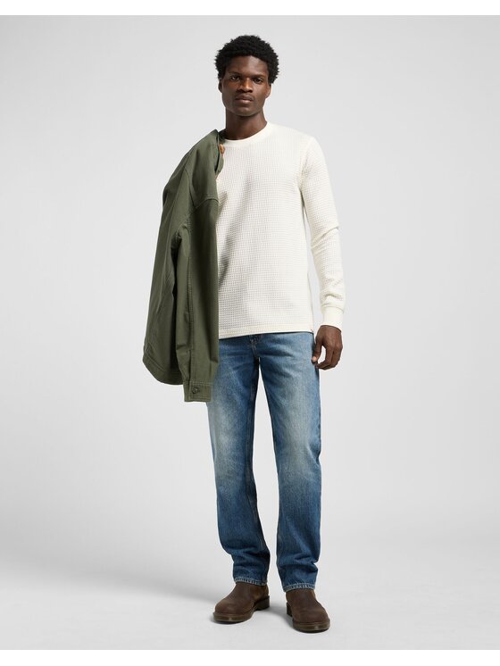 Lee Lee T-Shirt LS WAFFLE Biały Regular Fit