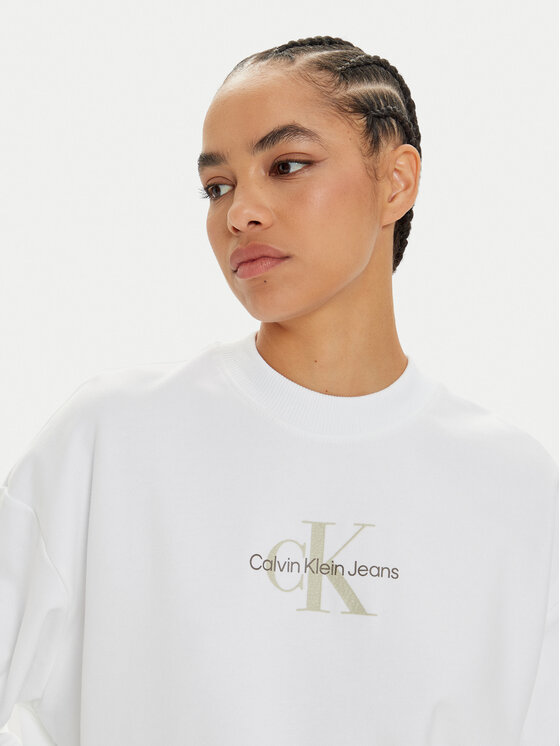Calvin Klein Jeans Calvin Klein Jeans Felpa Monologo J20J224177 Bianco Regular Fit
