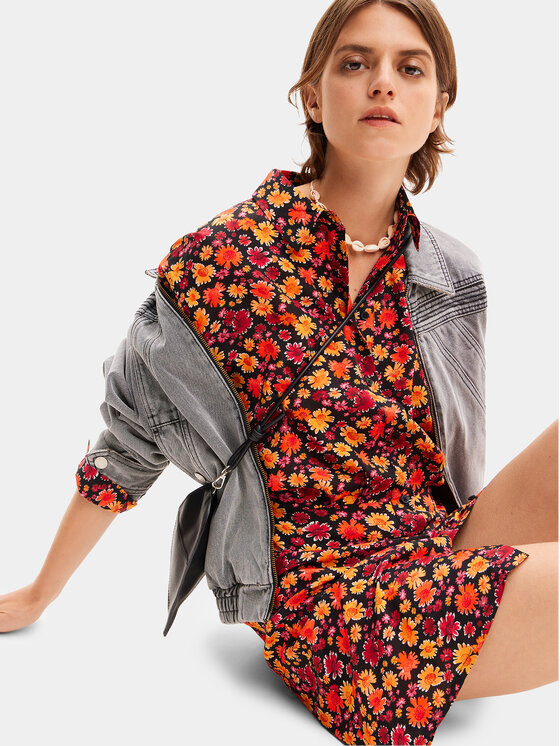 Desigual Desigual Rochie tip cămașă Yesh 24SWVW29 Portocaliu Regular Fit