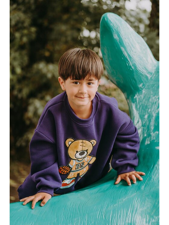 Bejbi Story Bejbi Story Bluza Bluza oversize Brandon Teddy bez kaptura Fioletowy Oversize