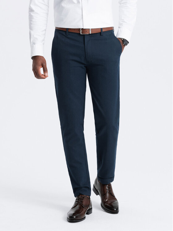 Ombre Ombre Chino kalhoty OM-PACP-0188 Tmavomodrá Regular Fit