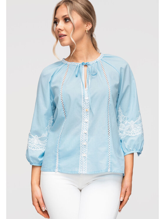 Ombre Ombre Koszula OW-SH-E0042 Niebieski Loose Fit