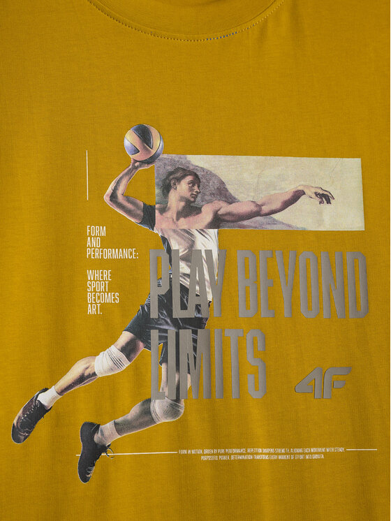 4F 4F T-Shirt STUDIO 4F Żółty Regular Fit