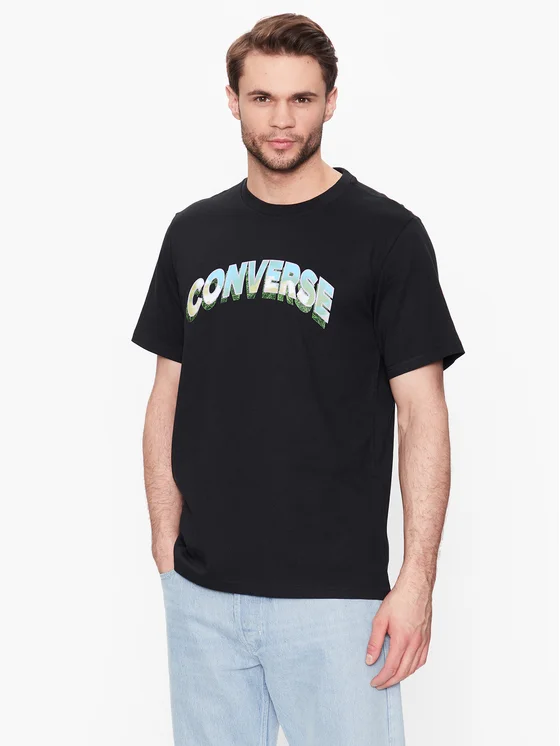 Converse T-Shirt Cloud Fill 10024589-A02 Schwarz Regular Fit