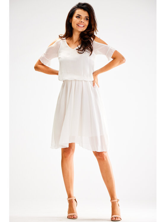 Awama Awama Sukienka letnia A656 Biały Basic Fit