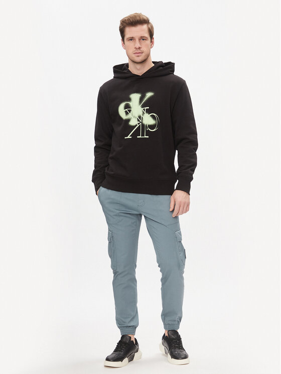 Calvin Klein Jeans Calvin Klein Jeans Bluza Mirrored Ck Logo Hoodie J30J324630 Czarny Regular Fit