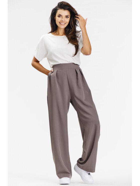 Awama Awama Spodnie damskie A674 Beżowy Basic Fit