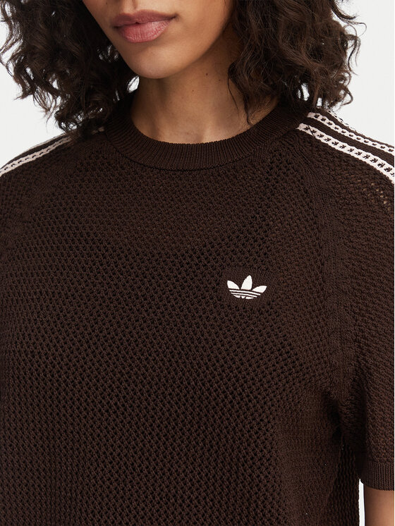 adidas adidas Pletena obleka Knitted Crochet KE0203 Rjava Loose Fit