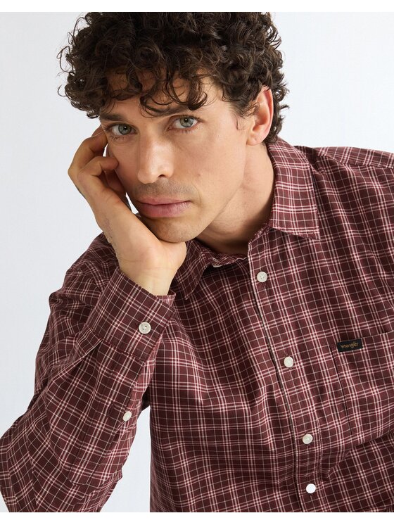 Wrangler Wrangler Koszula 1 PKT SHIRT Brązowy Regular Fit
