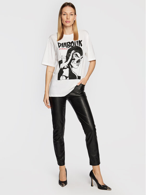 PINKO Pinko T-krekls DIABOLIK Fabiola 1L1099 Y5SN Balts Regular Fit