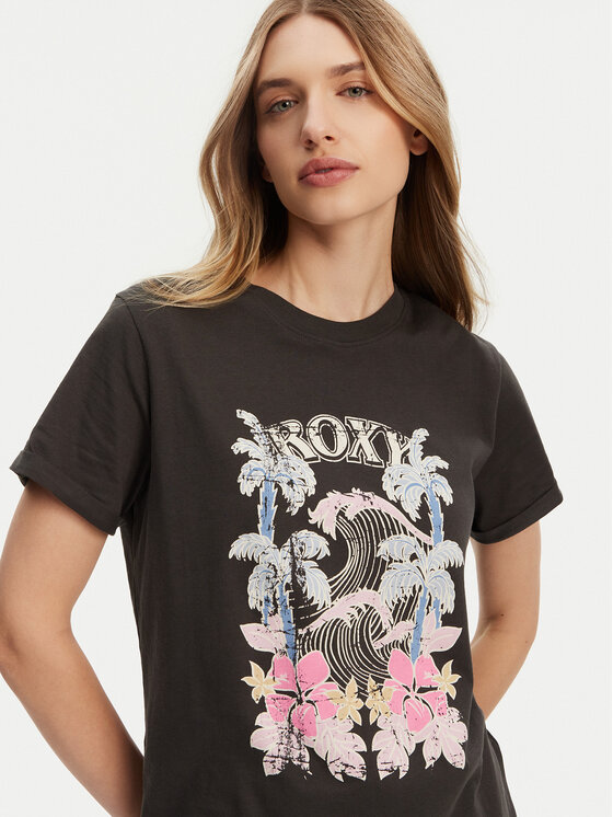 Roxy Roxy T-Shirt ERJZT05911 Szary Regular Fit
