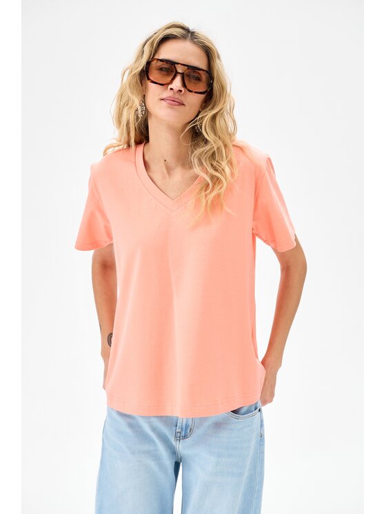 blue shadow blue shadow T-Shirt Mango Pomarańczowy Regular Fit