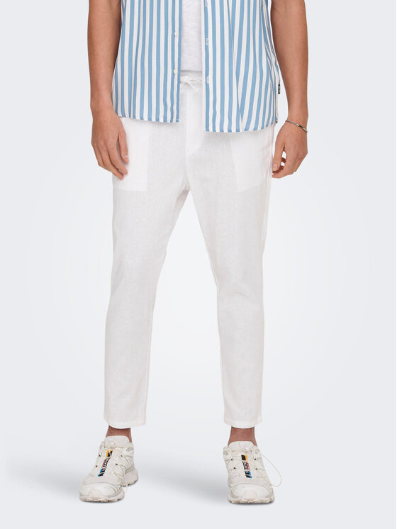 Only & Sons Bavlnené nohavice 22024966 Biela Tapered Fit