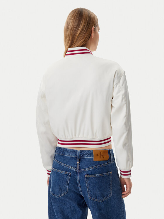 Tommy Jeans Tommy Jeans Geacă bomber Satin Coach DW0DW20229 Alb Regular Fit