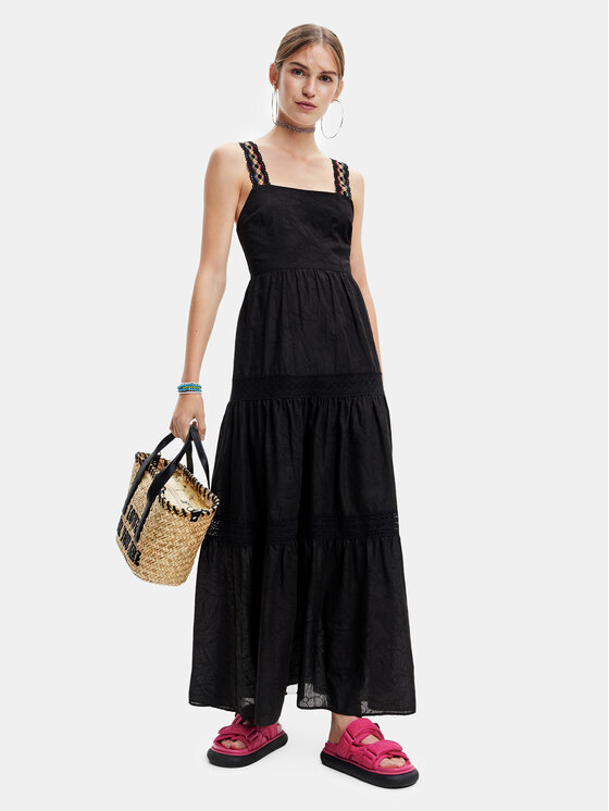 Desigual Desigual Sukienka letnia 23SWVW66 Czarny Regular Fit