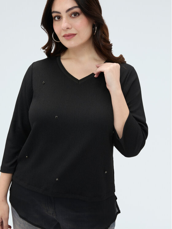 Fiorella Rubino Fiorella Rubino Bluzka G0BHL009204N033 Czarny Over Fit