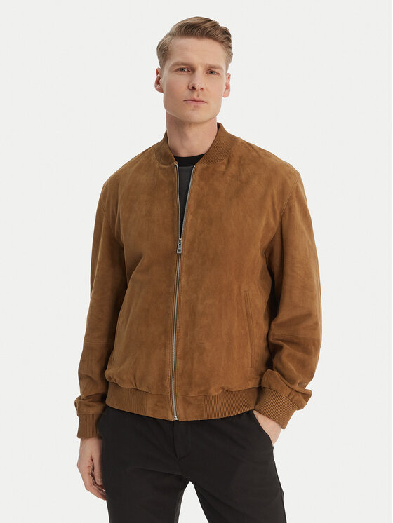 BOSS BOSS Bőrkabát H-Muller 50543213 Barna Regular Fit
