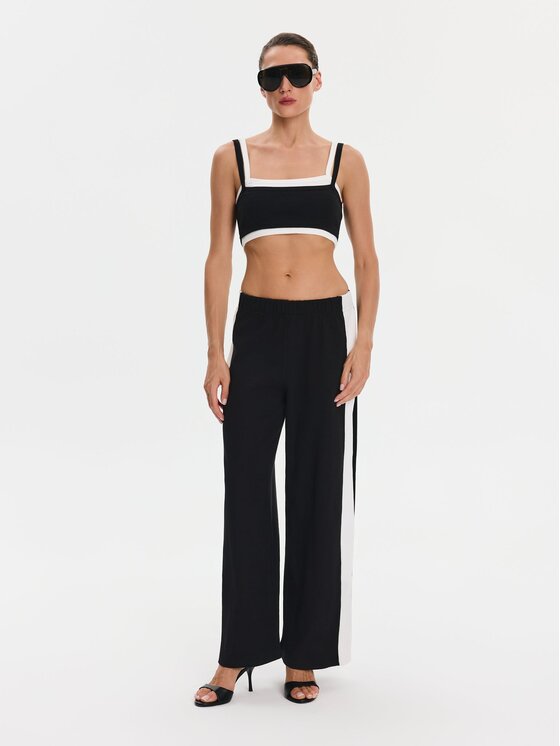 Nudyess Nudyess Top Lisa z prążka Czarny Slim Fit