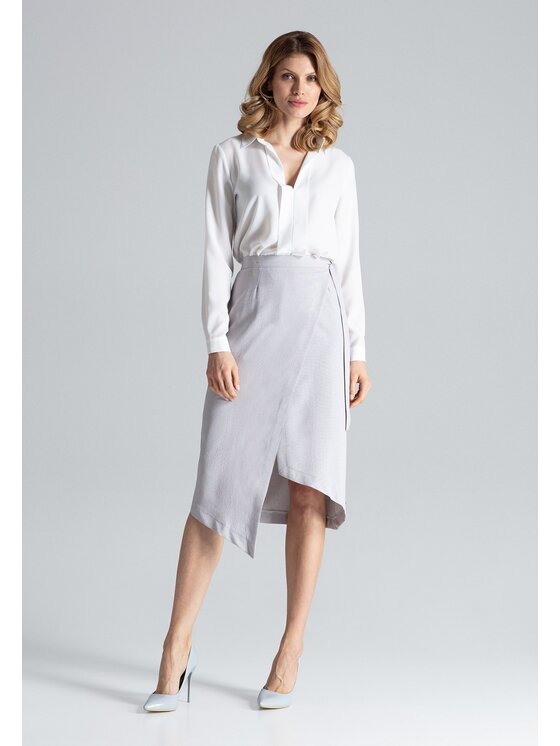 FIGL FIGL Spódnica midi M629 Szary Straight Fit