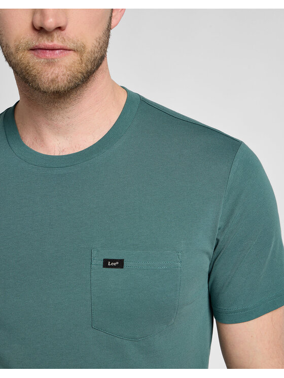 Lee Lee T-Shirt POCKET TEE Zielony Regular Fit