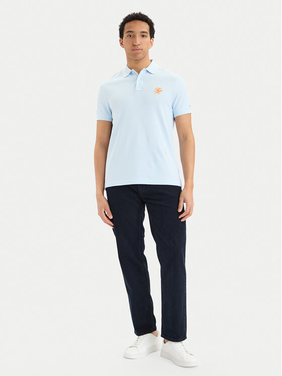 Tommy Hilfiger Tommy Hilfiger Polo MW0MW43046 Niebieski jasny Regular Fit