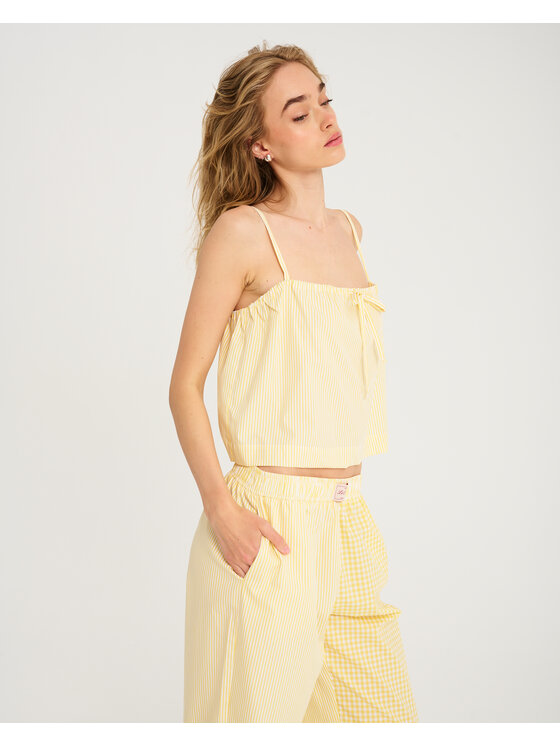 Le Songe Le Songe Spodnie materiałowe PATCHWORK Żółty Regular Fit
