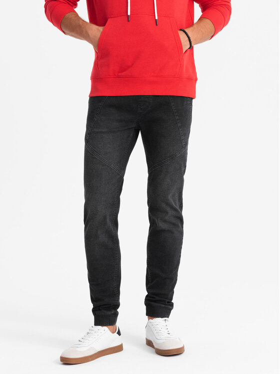 Ombre Ombre Jeansy OM-PADJ-0165 Czarny Regular Fit