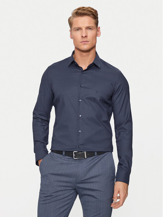 Calvin Klein Košulja K10K113182 Tamnoplava Slim Fit