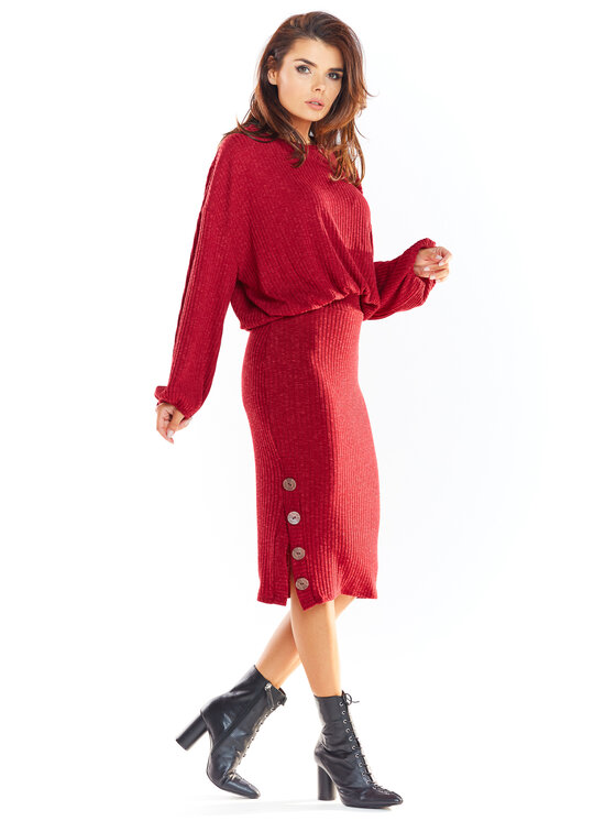 Awama Awama Spódnica A317 Bordowy Basic Fit