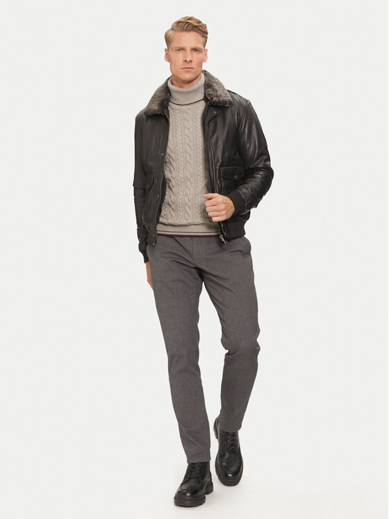 Serge Pariente Serge Pariente Geacă de piele New Pilot Negru Regular Fit