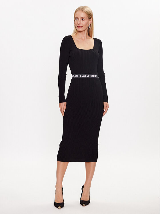 KARL LAGERFELD Vsakodnevna obleka 231W1358 Črna Regular Fit