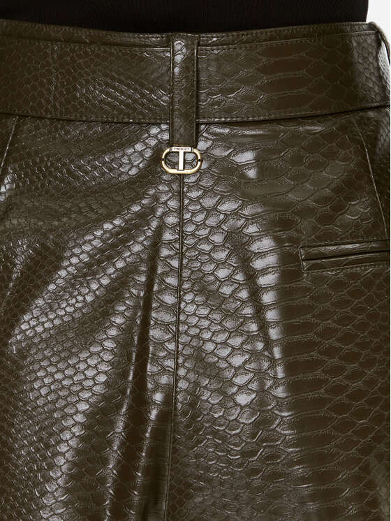 TWINSET TWINSET Σορτς από απομίμηση δέρματος 232TT2233 Πράσινο Regular Fit