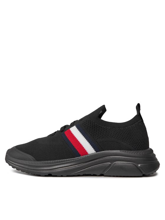 Tommy Hilfiger Tommy Hilfiger Laisvalaikio batai Modern Runner Knit Stripes Ess FM0FM04798 Juoda