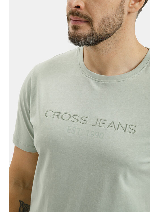 Cross Jeans Cross Jeans T-Shirt 16119-320 Zielony Regular Fit