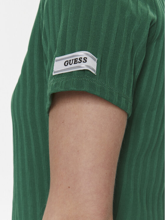 Guess Guess Tričko Anneka Crop Tee V4RI02 KC2U2 Zelená Cropped Fit