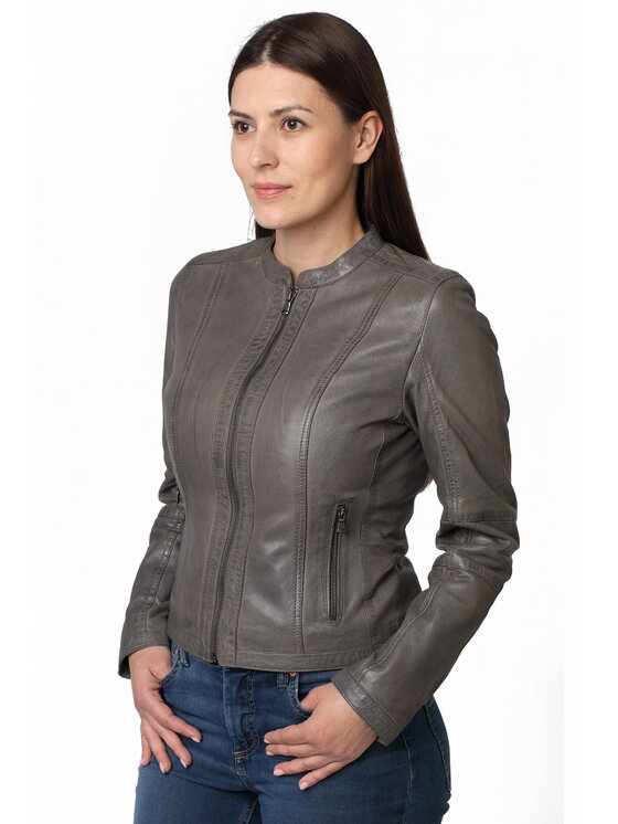 David Ryan David Ryan Kurtka skórzana SALSA Szary Regular Fit