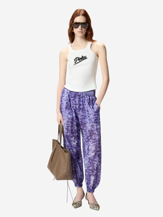 PINKO PINKO Top Canotta con ricamo e strass Bianco Slim Fit