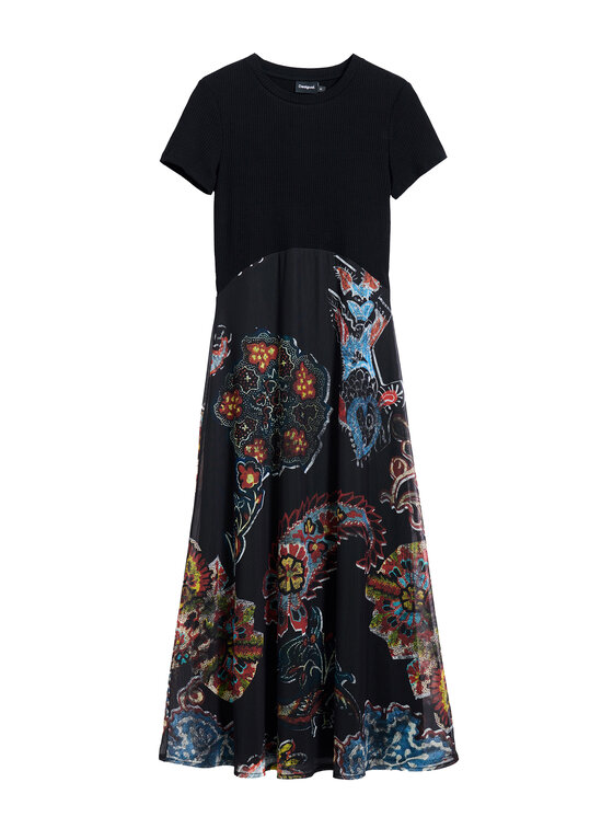Desigual Desigual Každodenné šaty Paisley 25SWVK32 Čierna Regular Fit
