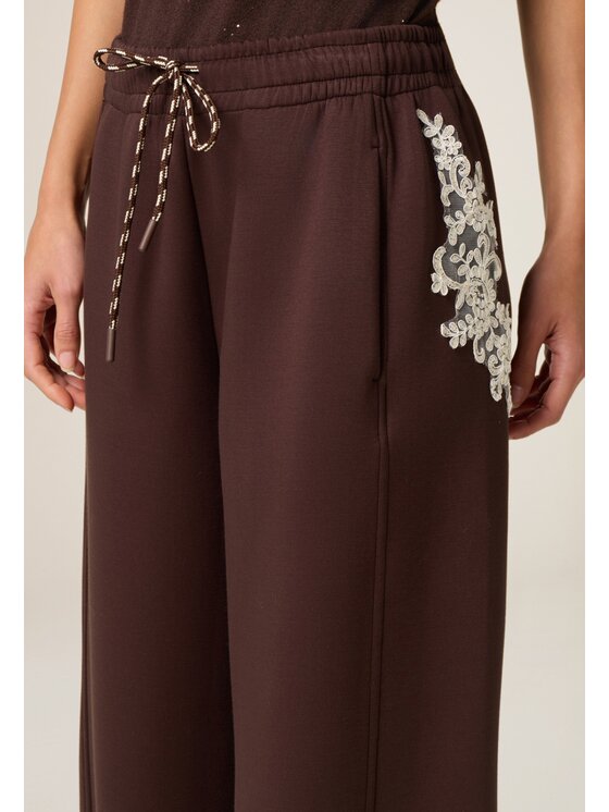 Oltre Oltre Pantaloni di tessuto P818J002553N032 Marrone Baggy Fit