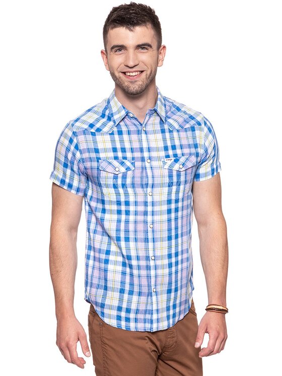 Wrangler Wrangler Camicia SS WESTERN SHIRT Blu Regular Fit
