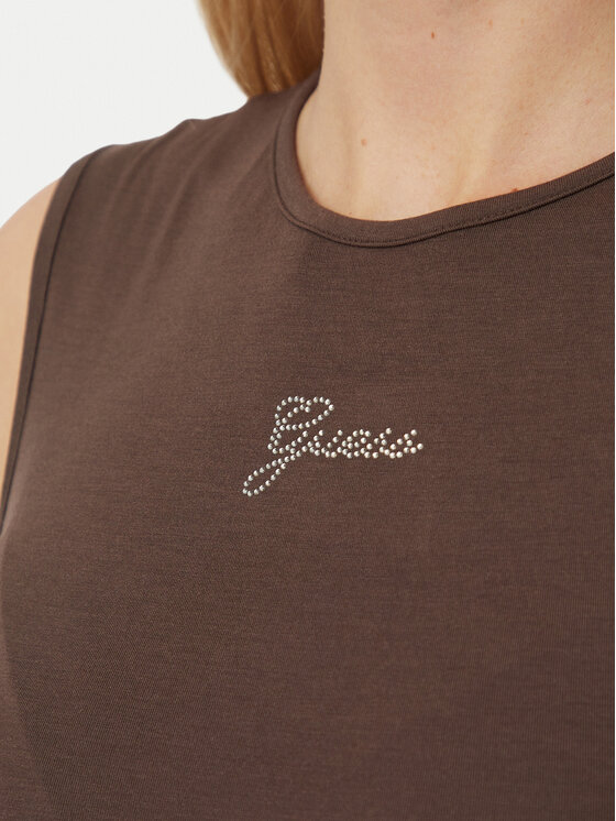 Guess Guess Top W6YP17 K3881 Pruun Regular Fit