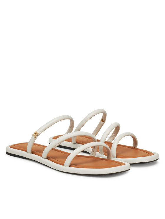 Tommy Hilfiger Tommy Hilfiger Şlapi Strappy Leather Mule FW0FW08939 Alb