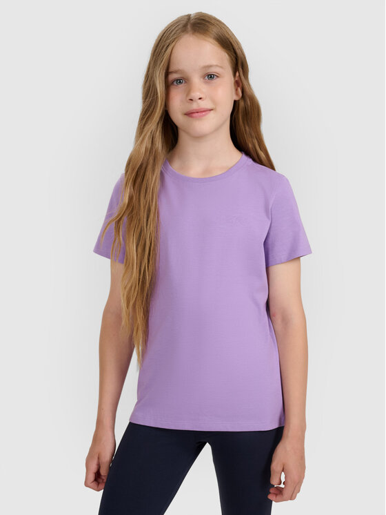 4F 4F T-Shirt BASIC+ Fioletowy Regular Fit