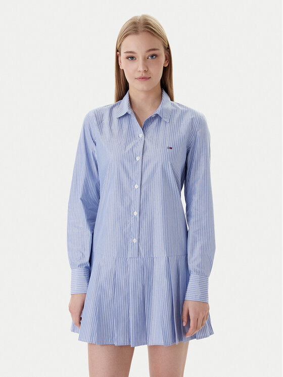 Tommy Jeans Tommy Jeans Košilové šaty Party DW0DW22635 Modrá Regular Fit