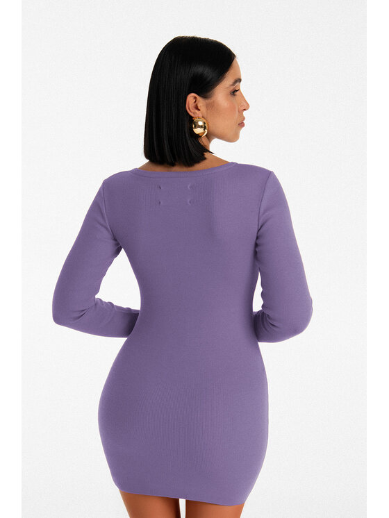 Nudyess Nudyess Vestito di maglia Isla mini z prążka Viola Fitted Fit