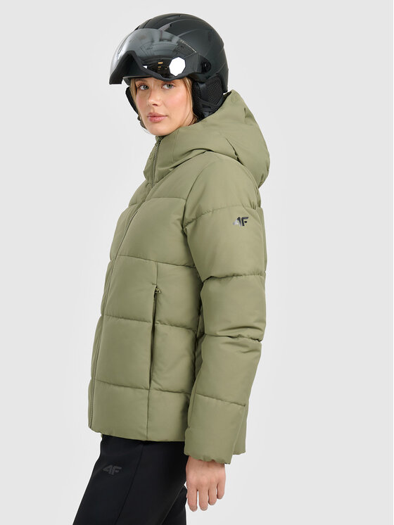 4F 4F Kurtka narciarska APRES SKI Khaki Regular Fit