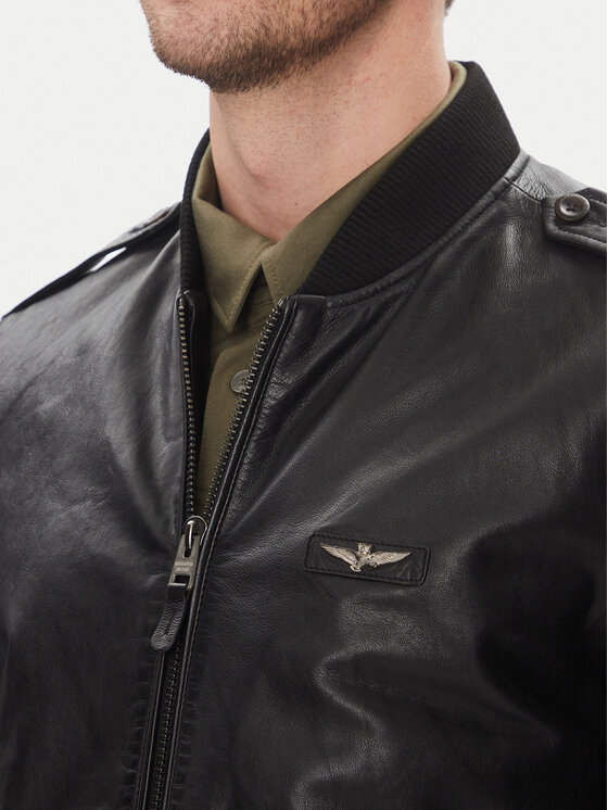 Aeronautica Militare Aeronautica Militare Geacă de piele 251PN5044PL266 Negru Regular Fit
